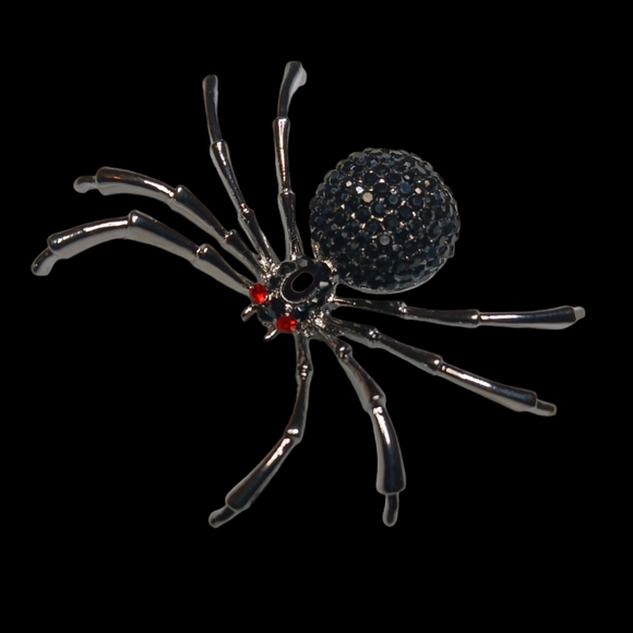 Bling Spider Pin Rhinestone Brooch - Picture 3 of 12